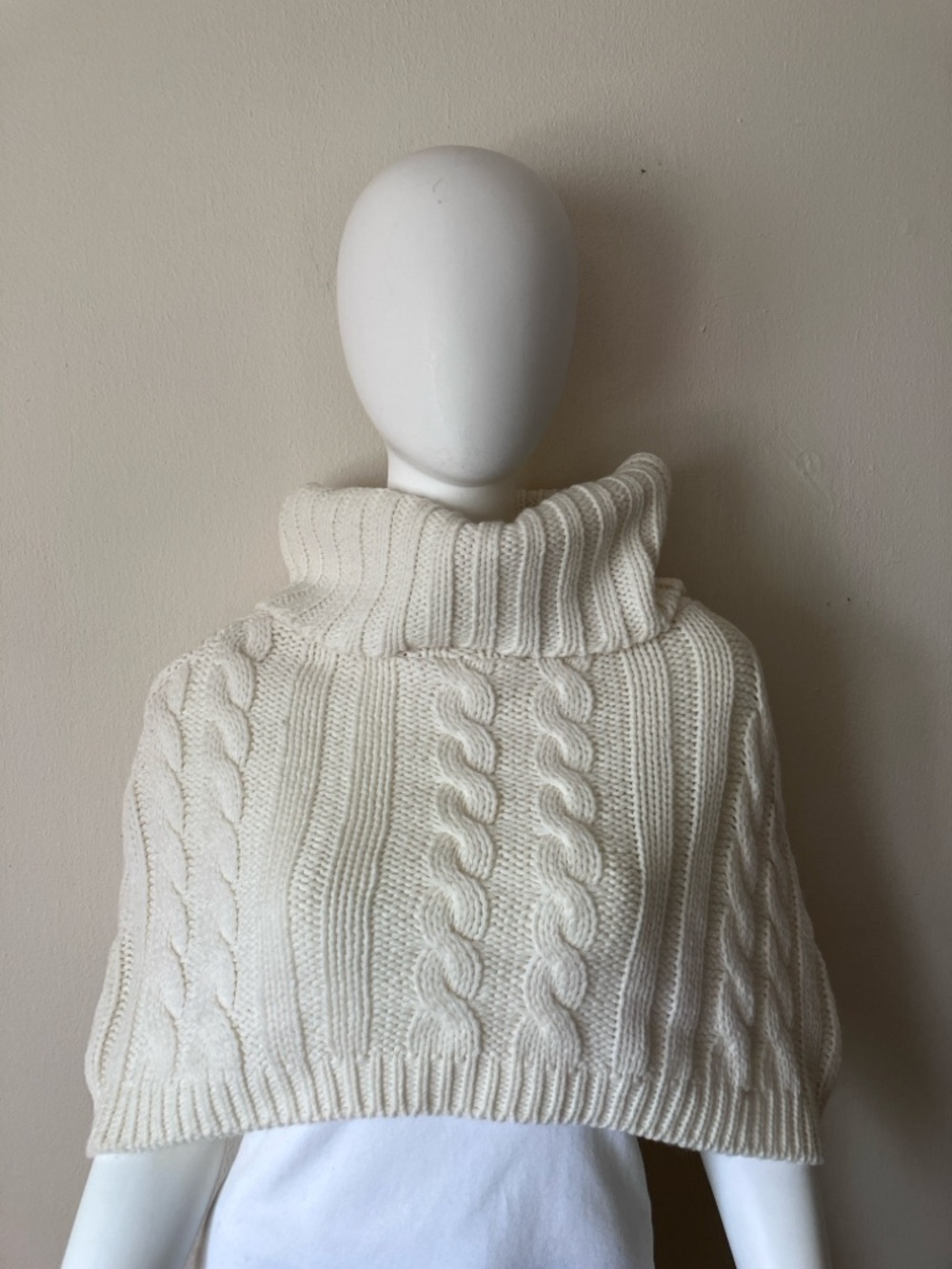 NWT Talbots ivory turtleneck mini poncho/shrug